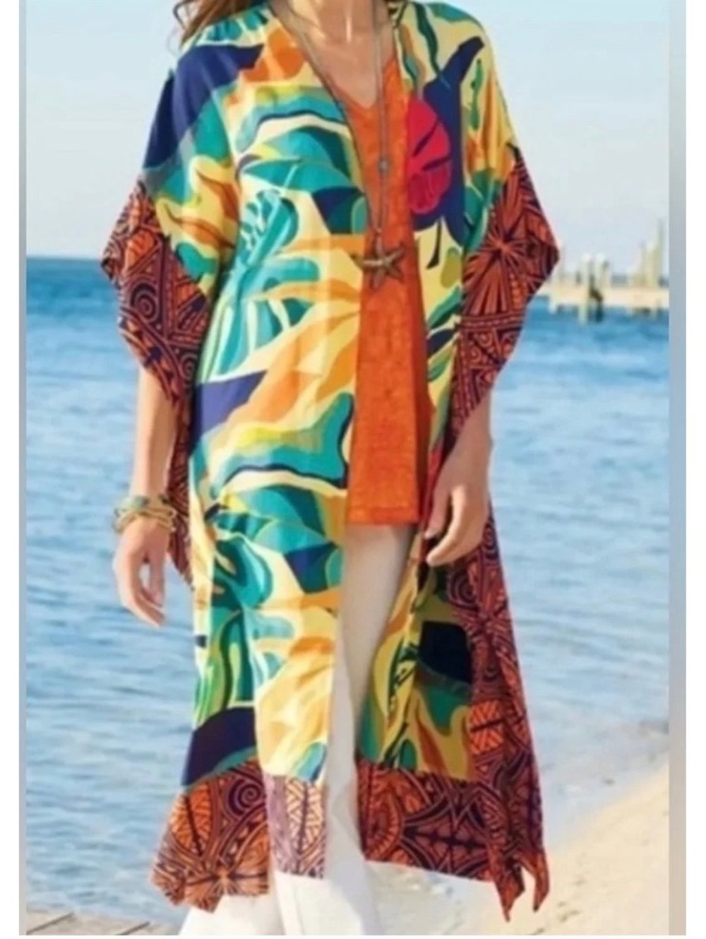 NWT Soft Surroundings Palermo Tropical Longline Kimono size S/M